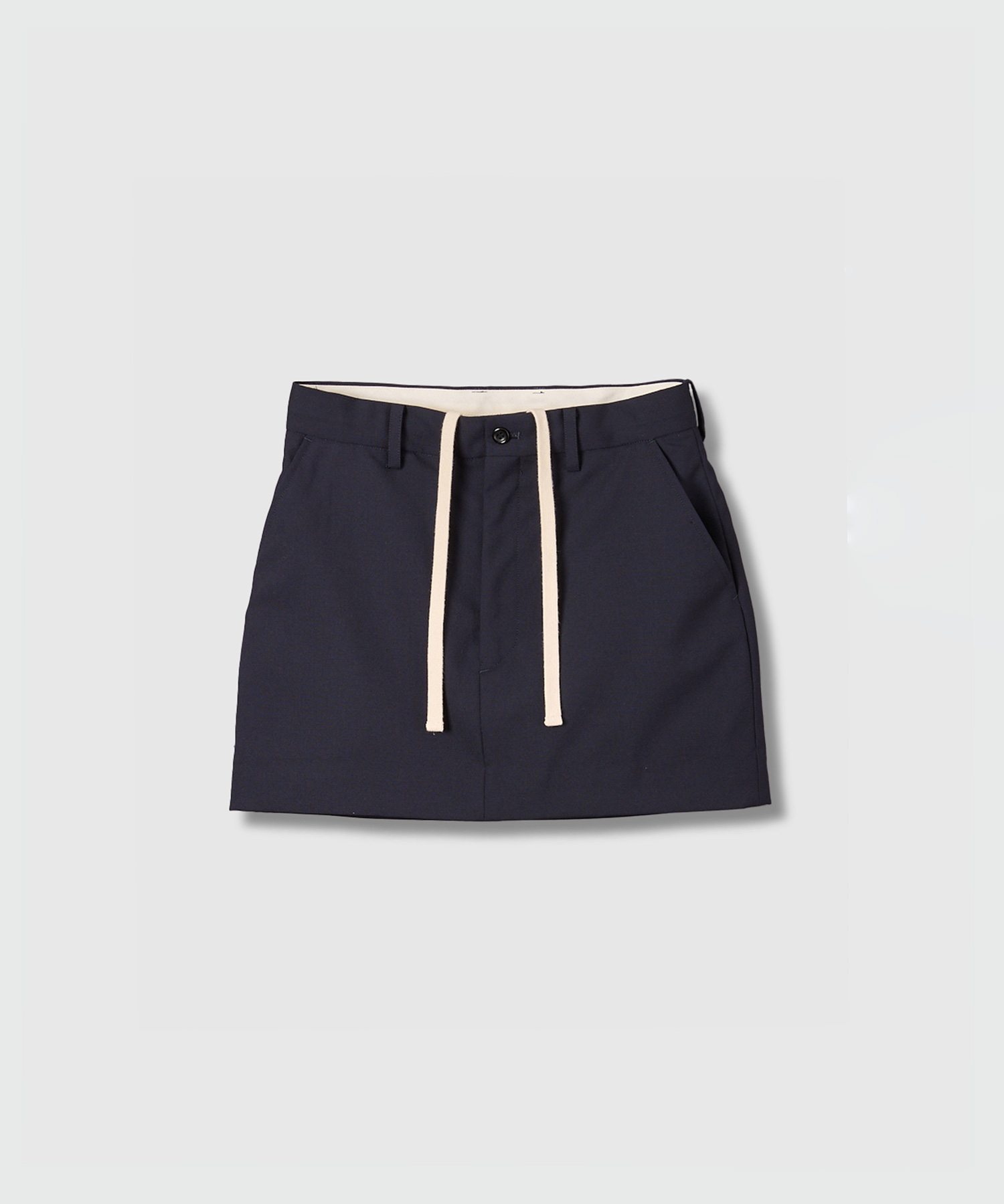 HOLIDAY Wool Drawstrings Mini Skirt ネイビー 9月下旬〜10月上旬頃お届け予定】WOOL DRAWSTRINGS MINI SKIRT